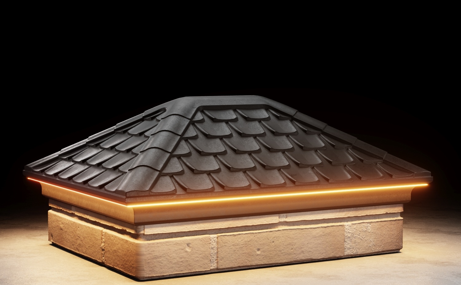 Колпак ELBRUS 390х520мм с посадкой 2х1.5 кирпича c LED подсветкой