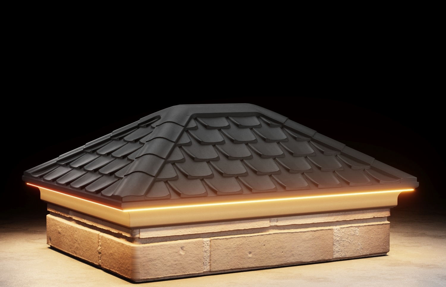 Колпак ELBRUS 390х520мм с посадкой 2х1.5 кирпича c LED подсветкой