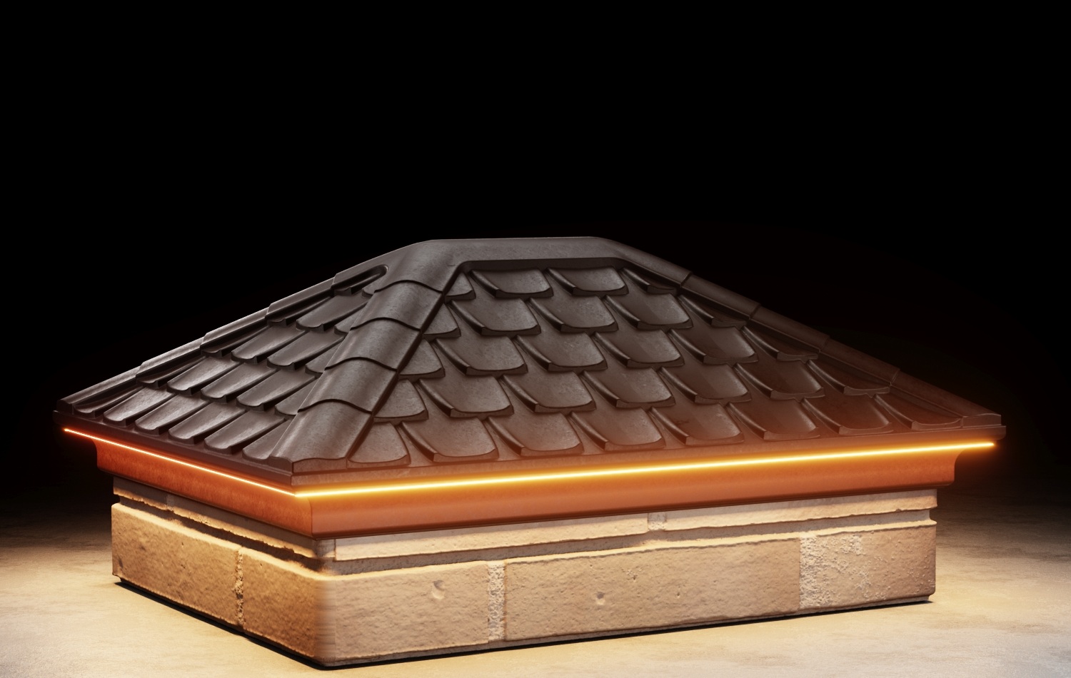 Колпак ELBRUS 390х520мм с посадкой 2х1.5 кирпича c LED подсветкой