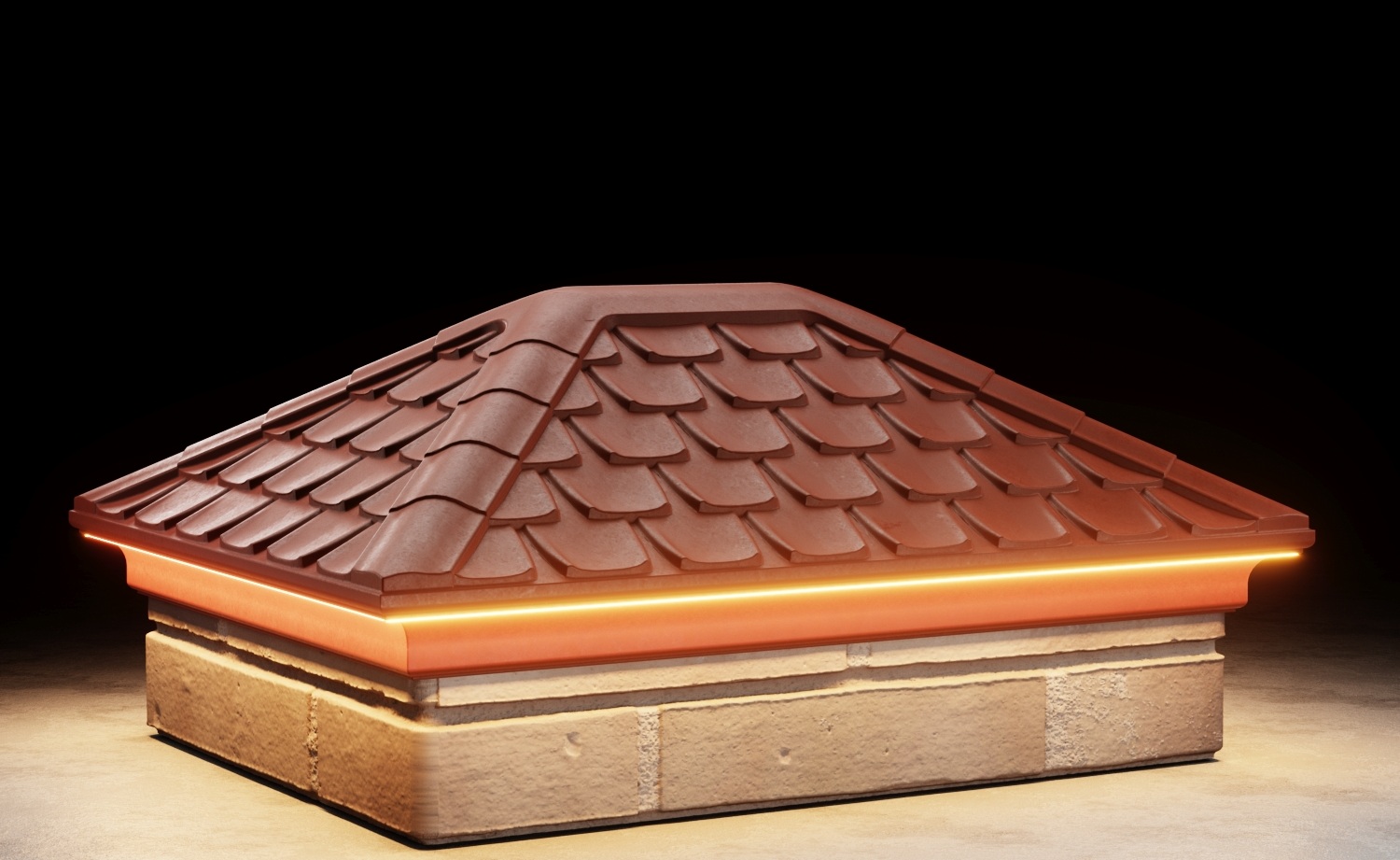 Колпак ELBRUS 390х520мм с посадкой 2х1.5 кирпича c LED подсветкой