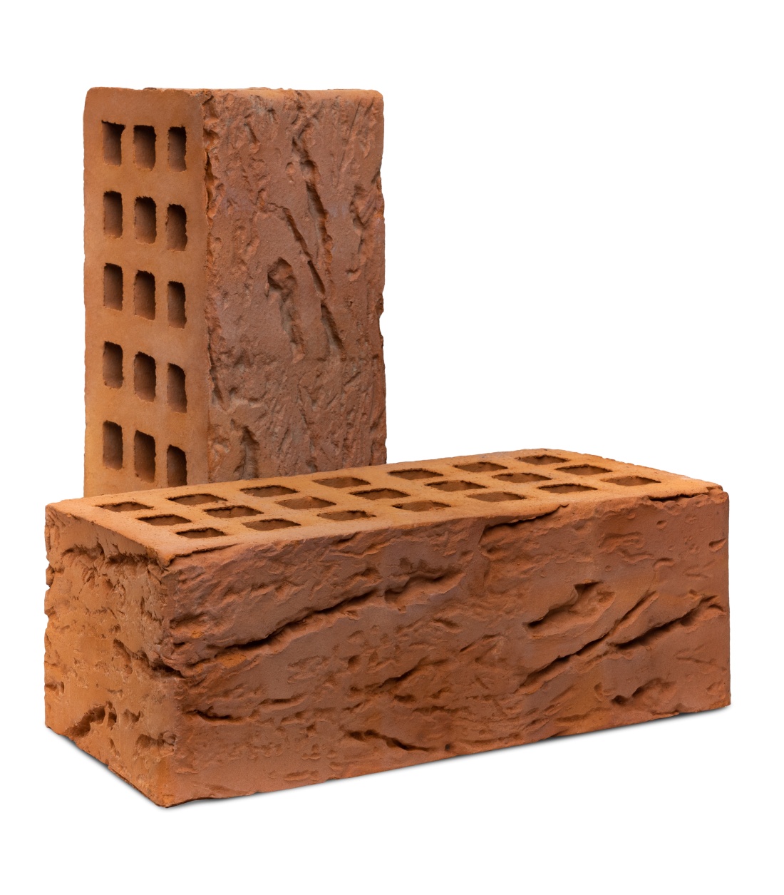 КИРПИЧ УТОЛЩЕННЫЙ ЛИЦЕВОЙ КРАСНЫЙ ГЛУБОКИЙ РУСТИК